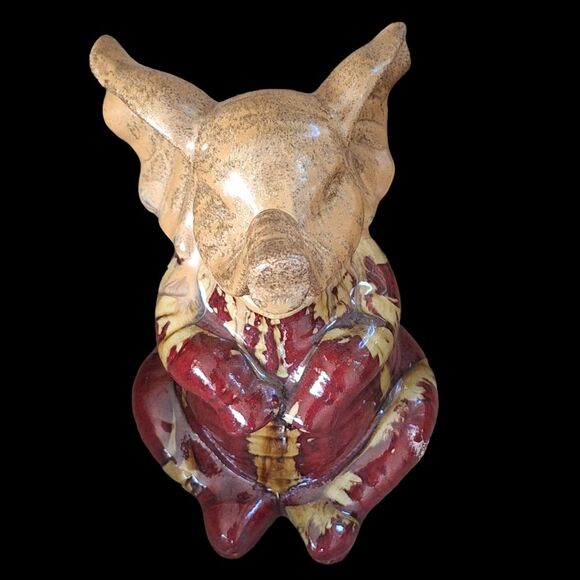 Apropos Drip Glaze Elephant Statue Figurine 10” Gold Trunk Up Lucky Art Pottery - Picture 4 of 16